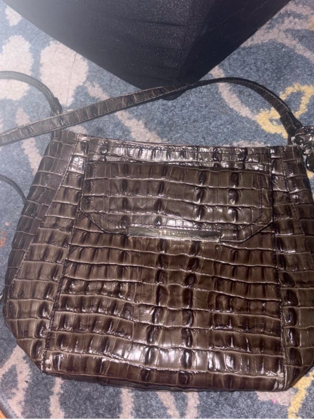 Women's Croc-Embossed Green/Brown Brahmin Crossbody Bag